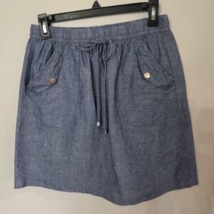 Catherine Malandrino Light Denim Indigo Skirt with Elastic and Drawstring